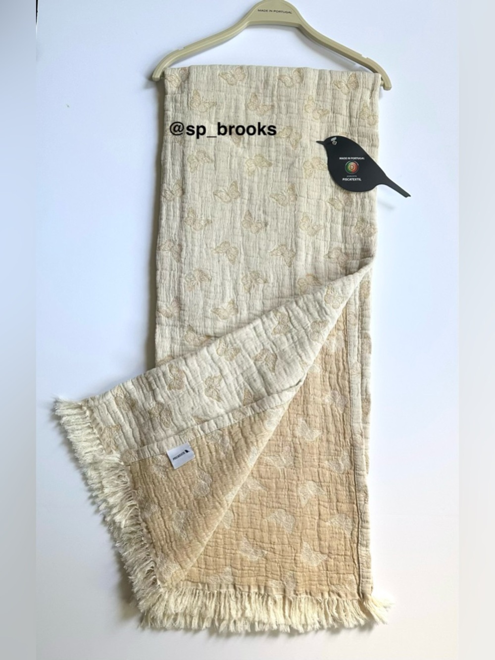 🎁Piscatextil Throw Blanket - Yellow Butterflies Cotton Made in Portugal